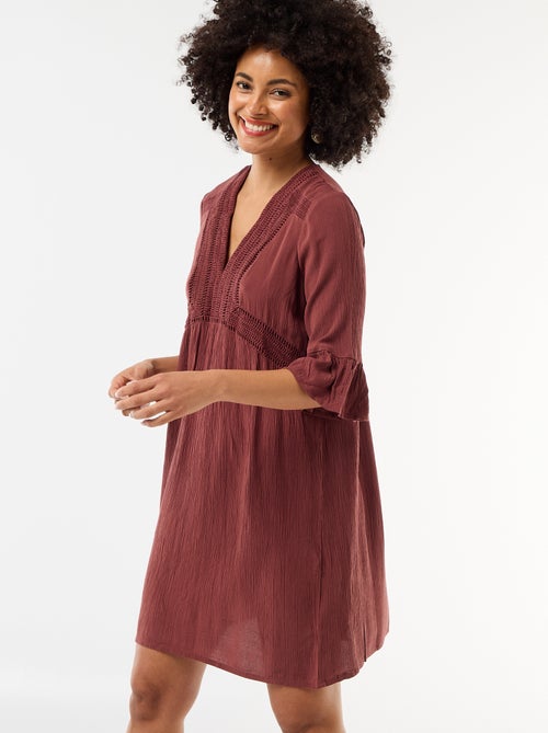 Abito da spiaggia in maglia crêpe e macramè - Kiabi