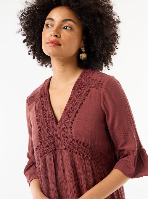 Abito da spiaggia in maglia crêpe e macramè - Kiabi