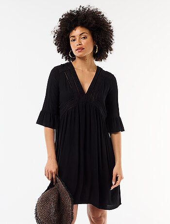 Abito da spiaggia in maglia crêpe e macramè