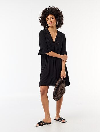 Abito da spiaggia in maglia crêpe e macramè