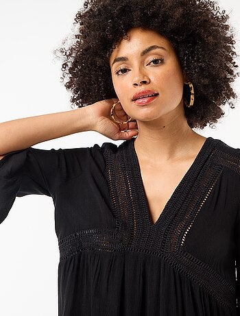 Abito da spiaggia in maglia crêpe e macramè