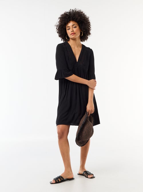 Abito da spiaggia in maglia crêpe e macramè - Kiabi