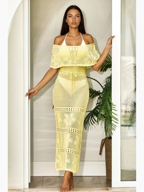 Abito da spiaggia maxi in maglia con scollo bardot hiccup - Kiabi Abito da spiaggia maxi in maglia con scollo bardot hiccup - Kiabi