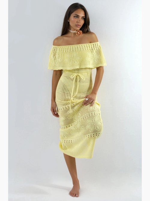 Abito da spiaggia maxi in maglia con scollo bardot hiccup - Kiabi Abito da spiaggia maxi in maglia con scollo bardot hiccup - Kiabi