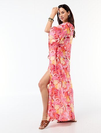 Abito da spiaggia stampato taglio lungo