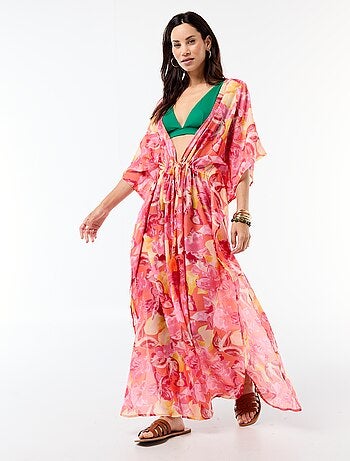 Abito da spiaggia stampato taglio lungo