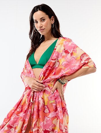 Abito da spiaggia stampato taglio lungo