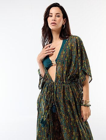 Abito da spiaggia stampato taglio lungo