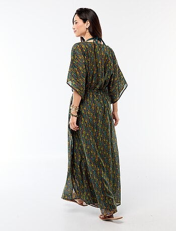 Abito da spiaggia stampato taglio lungo