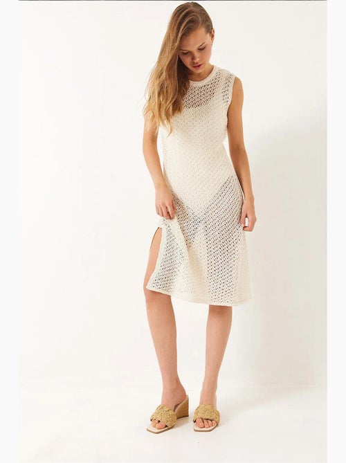 Abito da spiaggia traforato con scollo rotondo e spacchi lucci - Kiabi Abito da spiaggia traforato con scollo rotondo e spacchi lucci - Kiabi