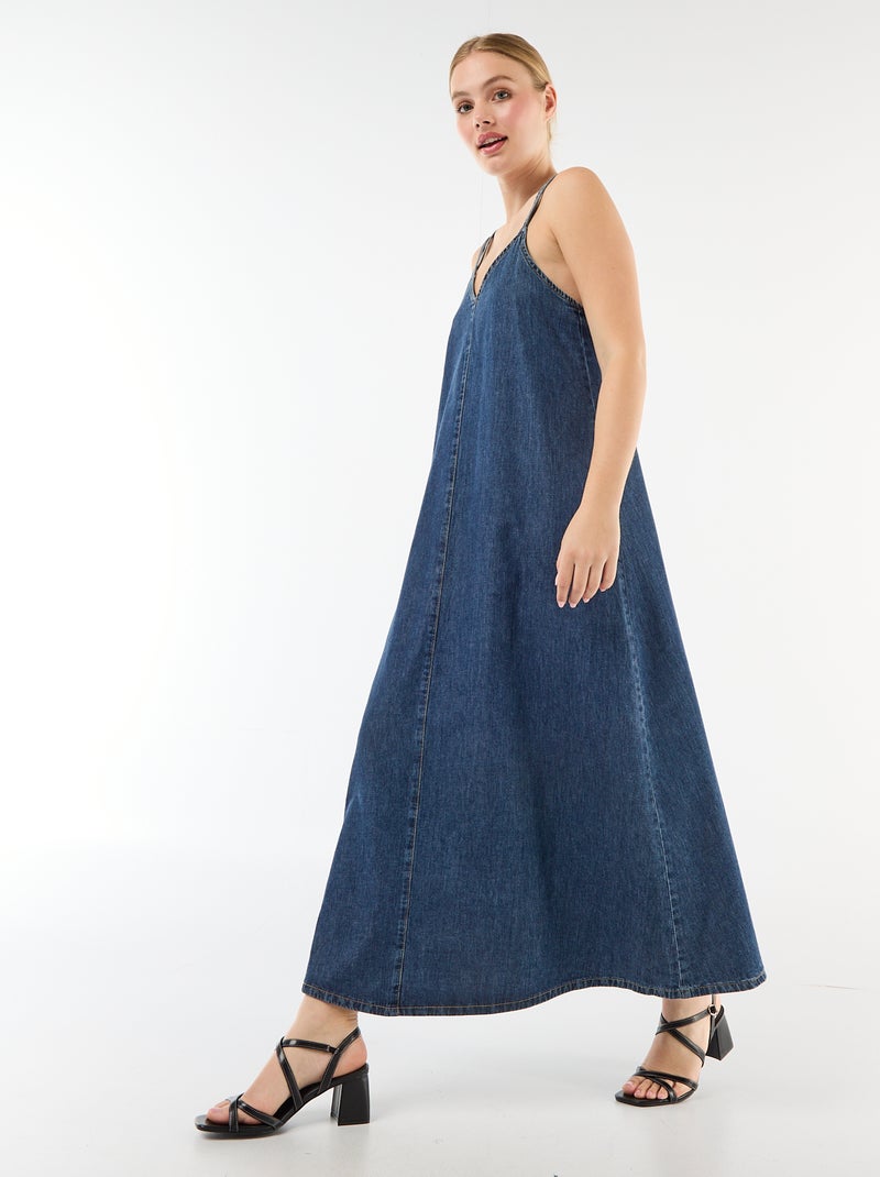 Abito denim taglio lungo Blu - Kiabi