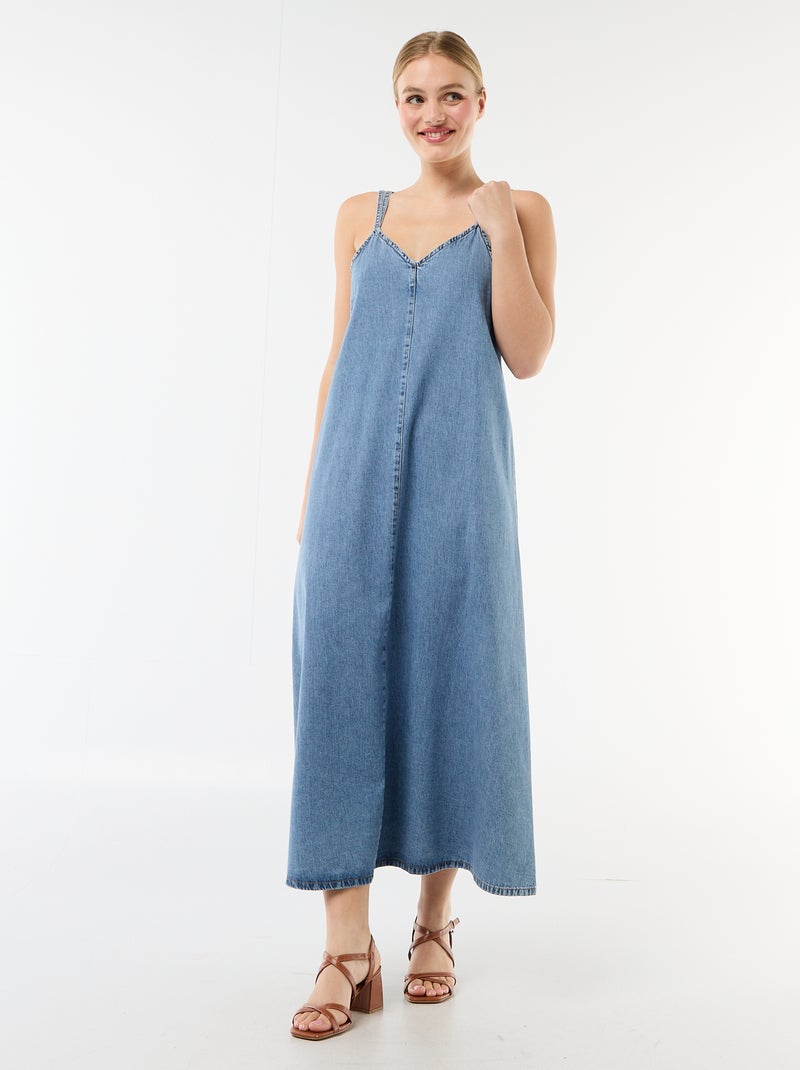 Abito denim taglio lungo Blu - Kiabi