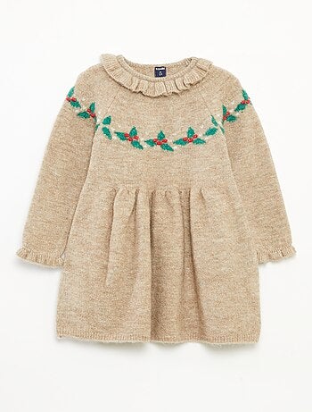 Abito natalizio con colletto a volant