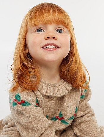 Abito natalizio con colletto a volant