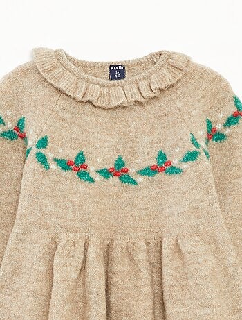 Abito natalizio con colletto a volant