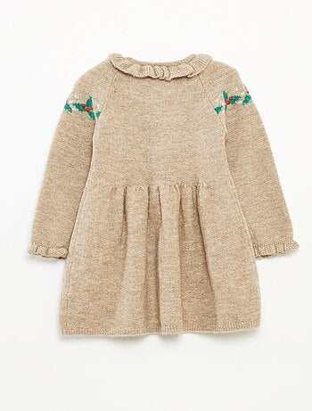 Abito natalizio con colletto a volant