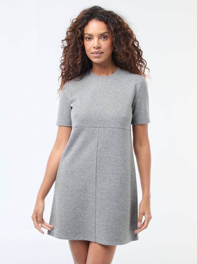 Abito dritto in maglia effetto peluche Grigio - Kiabi