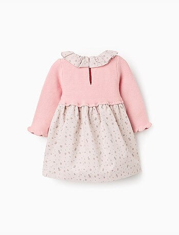 Abito dual-fabric con motivo floreale