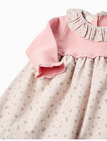Abito dual-fabric con motivo floreale