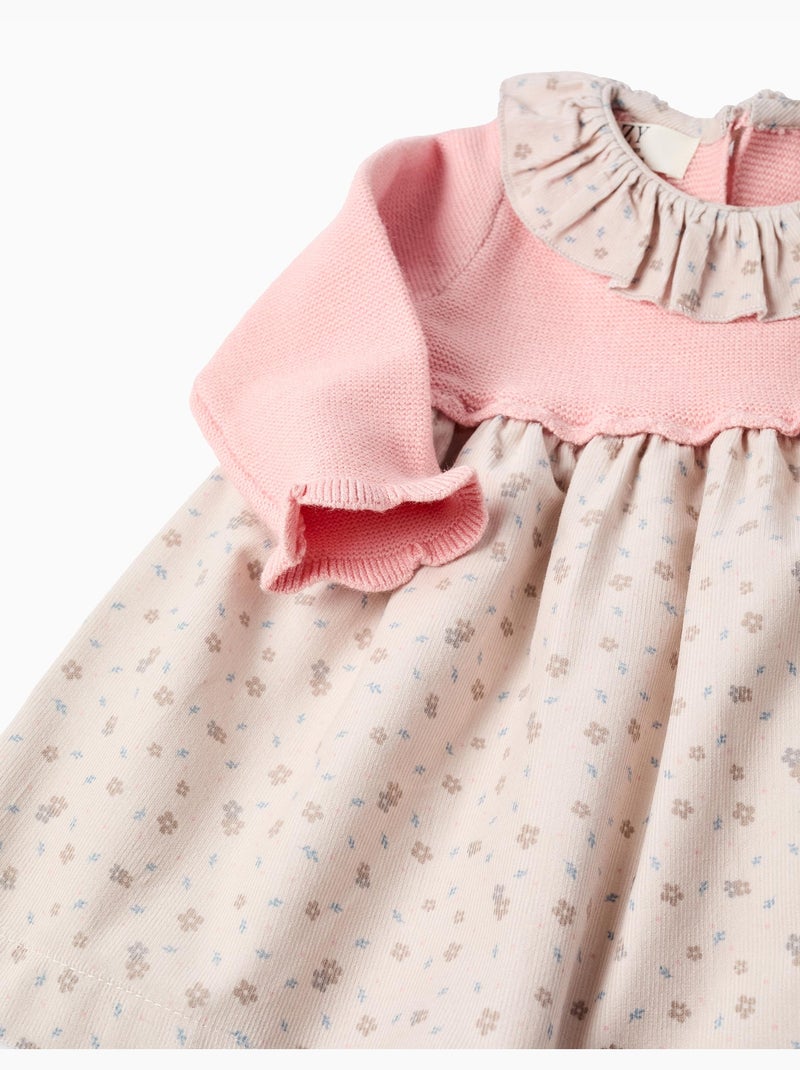 Abito dual-fabric con motivo floreale Rosa chiaro - Kiabi