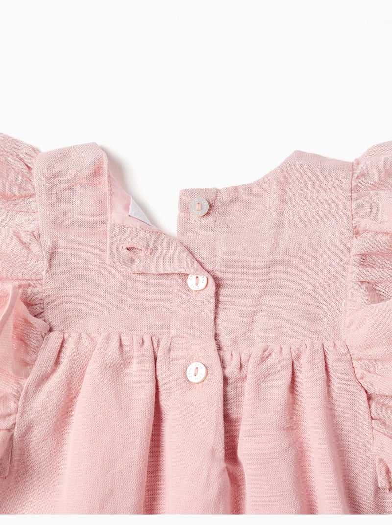 Abito e bloomers in cotone e lino Rosa chiaro - Kiabi