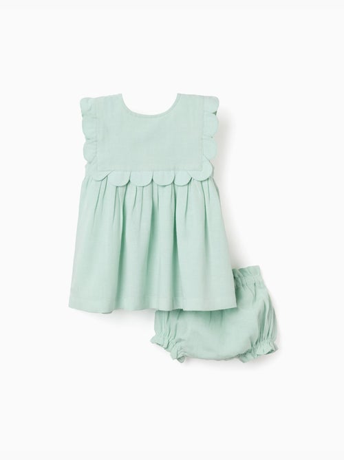 Abito e bloomers in cotone e lino - Kiabi