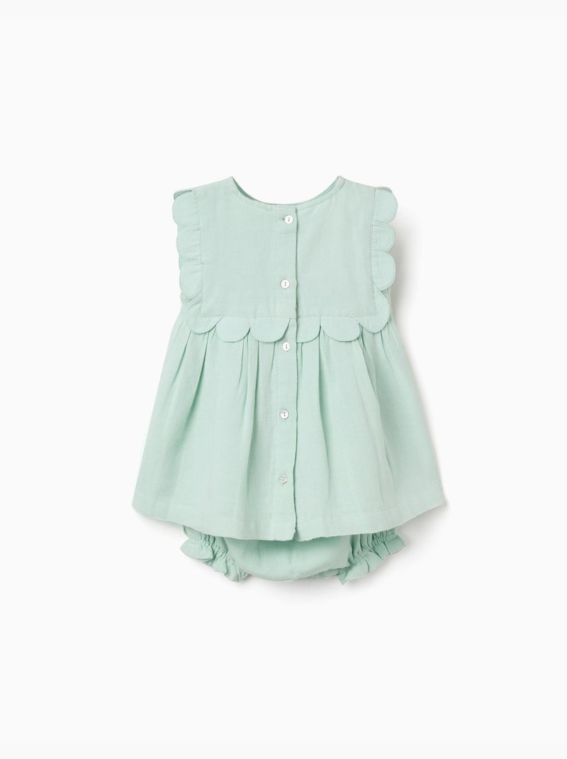 Abito e bloomers in cotone e lino Verde chiaro - Kiabi