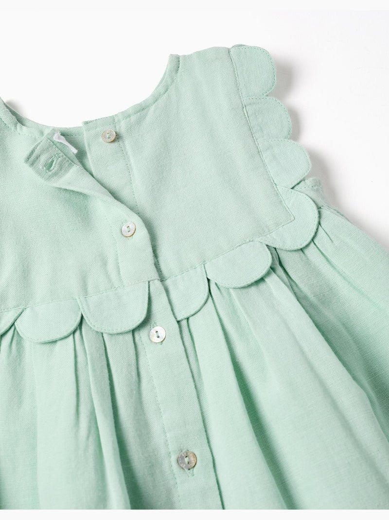 Abito e bloomers in cotone e lino Verde chiaro - Kiabi