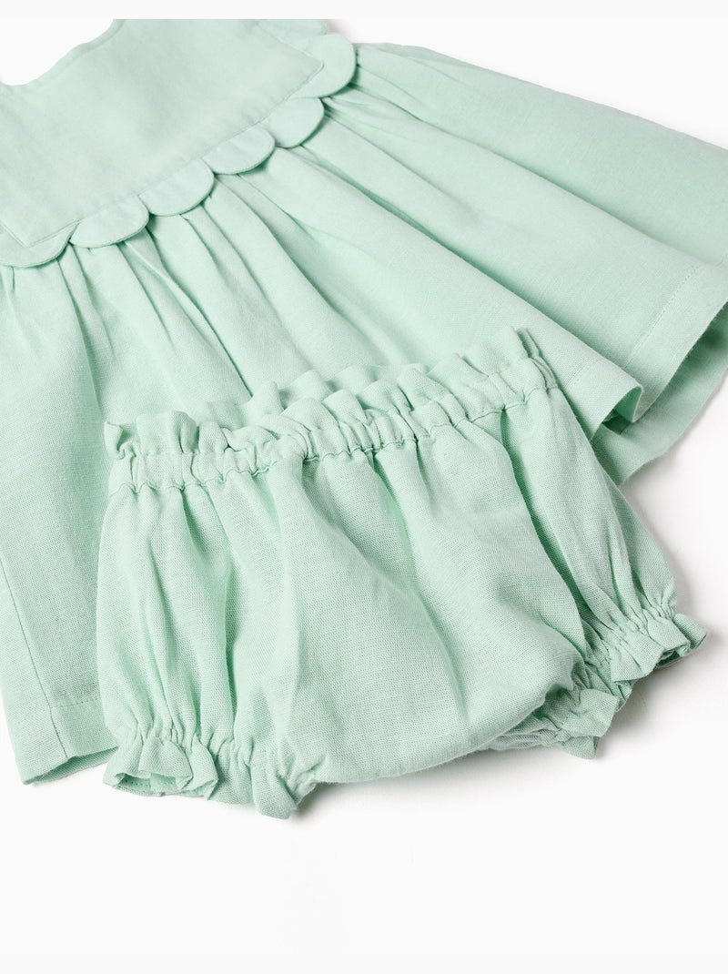 Abito e bloomers in cotone e lino Verde chiaro - Kiabi