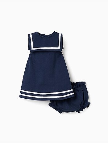Abito e bloomers in piqué di cotone