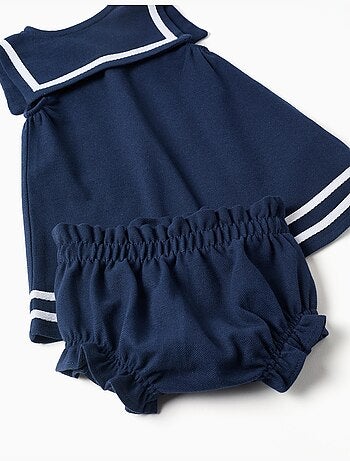 Abito e bloomers in piqué di cotone