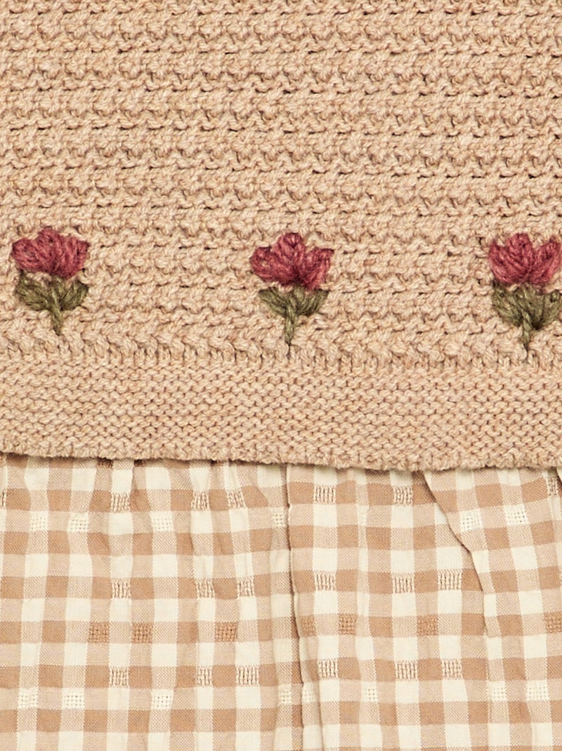 Abito effetto 2 in 1 con parte superiore in maglia Beige - Kiabi