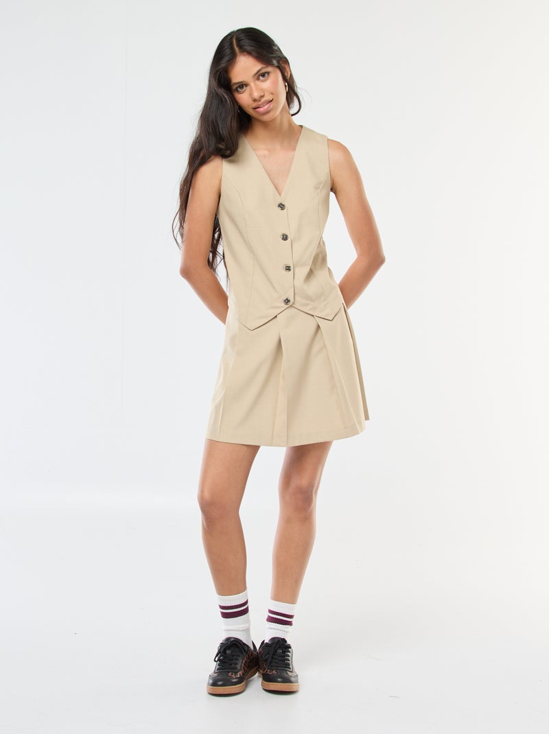Abito effetto 2 in 1 gilet da abito + gonna Beige - Kiabi