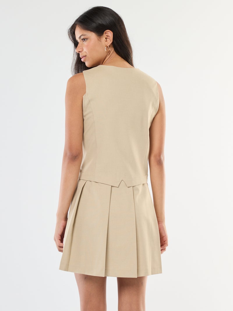 Abito effetto 2 in 1 gilet da abito + gonna Beige - Kiabi