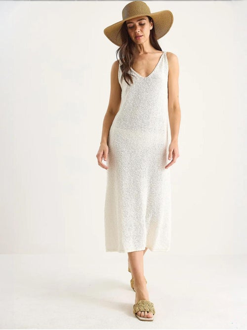 Abito estivo in maglia con spalline e dettaglio sul retro a righe bianco lucci - Kiabi