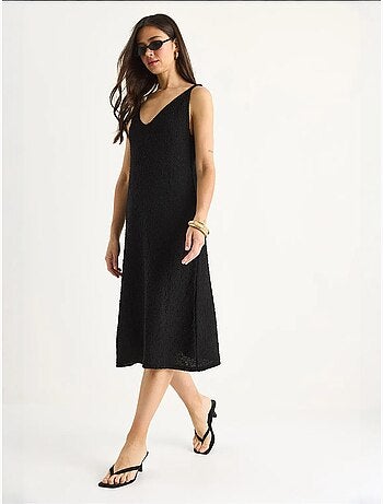 Abito estivo in maglia con spalline e dettaglio sul retro a righe lucci