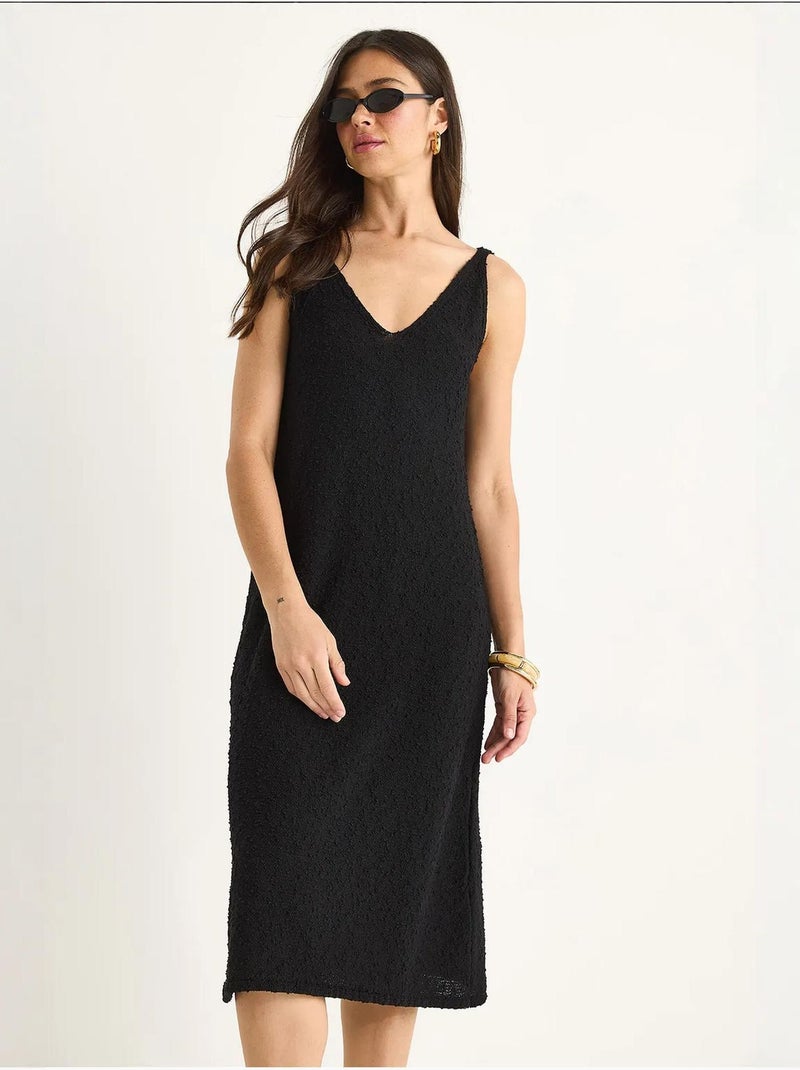 Abito estivo in maglia con spalline e dettaglio sul retro a righe lucci Nero - Kiabi