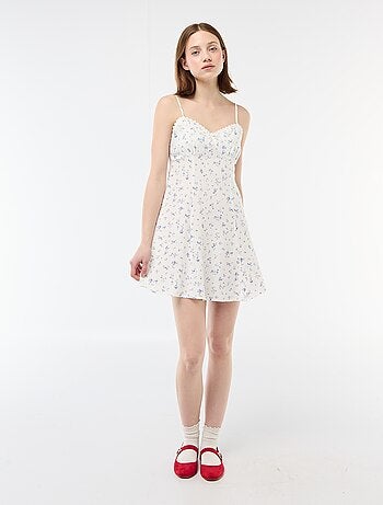 Abito fiorito in misto lino