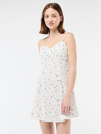 Abito fiorito in misto lino