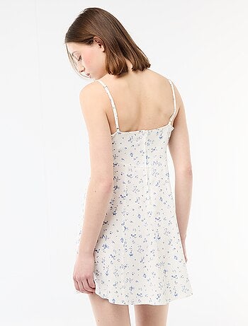 Abito fiorito in misto lino