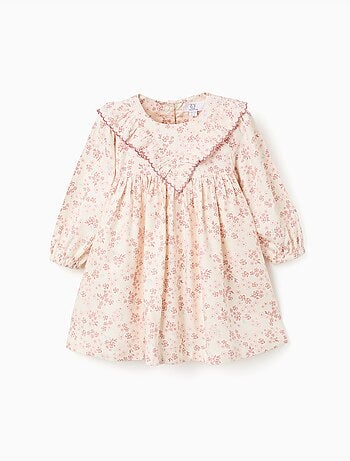 Abito floreale a maniche lunghe con fodera