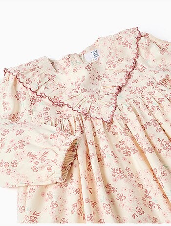 Abito floreale a maniche lunghe con fodera