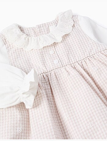 Abito in cotone a manica lunga con vichy