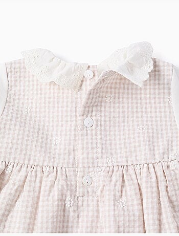 Abito in cotone a manica lunga con vichy