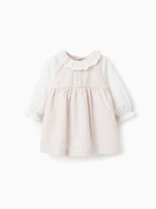 Abito in cotone a manica lunga con vichy - Kiabi