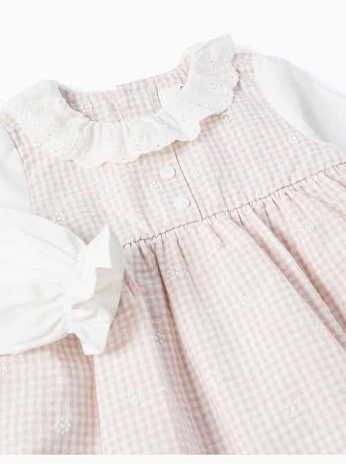 Abito in cotone a manica lunga con vichy - Kiabi