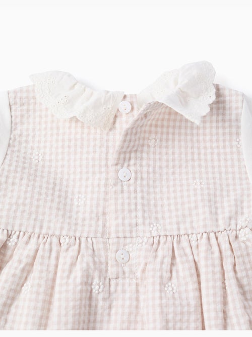 Abito in cotone a manica lunga con vichy - Kiabi