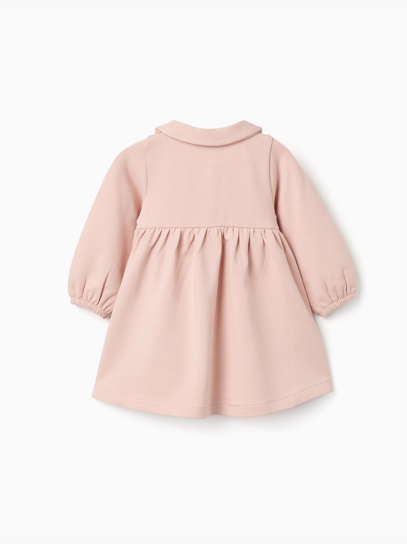 Abito in cotone a maniche lunghe a sbuffo con stampa Rosa chiaro - Kiabi