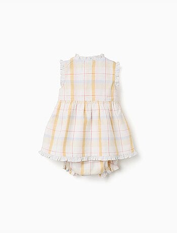 Abito in cotone a quadri + bloomers B&S