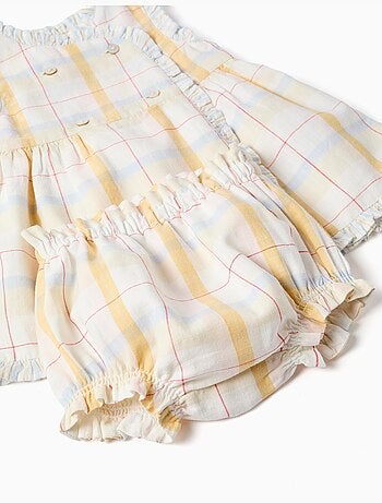 Abito in cotone a quadri + bloomers B&S